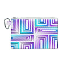 Geometric 3d Metallic Aqua Purple Canvas Cosmetic Bag (medium) by Nexatart