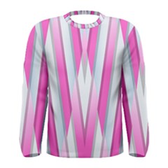 Geometric 3d Design Pattern Pink Men s Long Sleeve Tee