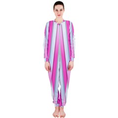 Geometric 3d Design Pattern Pink Onepiece Jumpsuit (ladies)  by Nexatart