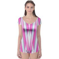 Geometric 3d Design Pattern Pink Boyleg Leotard  by Nexatart