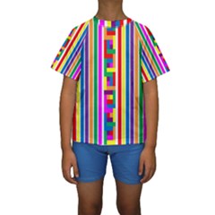 Rainbow Geometric Design Spectrum Kids  Short Sleeve Swimwear by Nexatart