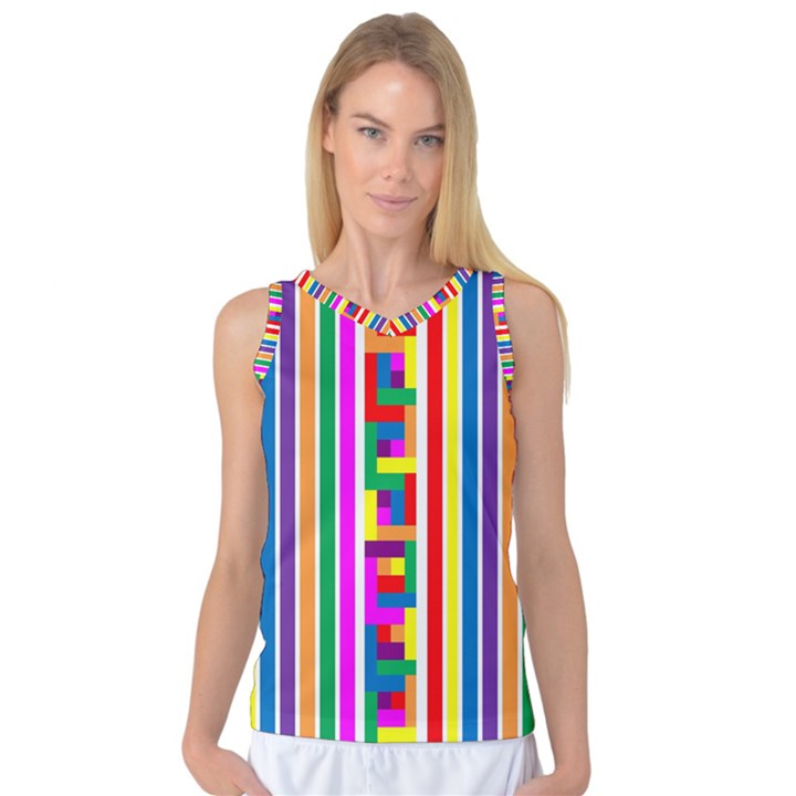 Rainbow Geometric Design Spectrum Women s Basketball Tank Top