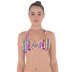 Rainbow Geometric Design Spectrum Halter Neck Bikini Top by Nexatart