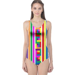 Rainbow Geometric Design Spectrum One Piece Swimsuit by Nexatart