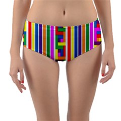 Rainbow Geometric Design Spectrum Reversible Mid-waist Bikini Bottoms by Nexatart