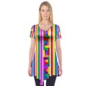 Rainbow Geometric Design Spectrum Short Sleeve Tunic  View1