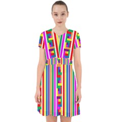 Rainbow Geometric Design Spectrum Adorable In Chiffon Dress