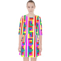 Rainbow Geometric Design Spectrum Pocket Dress by Nexatart