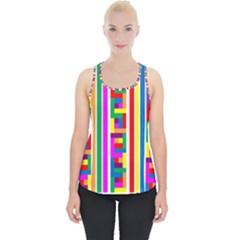 Rainbow Geometric Design Spectrum Piece Up Tank Top