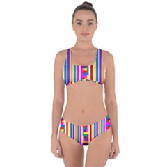 Rainbow Geometric Design Spectrum Criss Cross Bikini Set by Nexatart