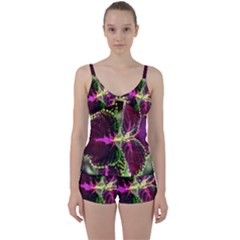 Plant Purple Green Leaves Garden Tie Front Two Piece Tankini by Nexatart