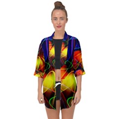 Fractal Pattern Abstract Chaos Open Front Chiffon Kimono