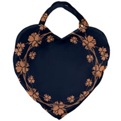 Floral Vintage Royal Frame Pattern Giant Heart Shaped Tote by Nexatart