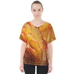 Flowers Leaves Leaf Floral Summer V-neck Dolman Drape Top by Nexatart