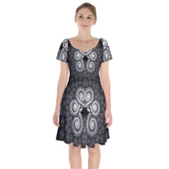 Fractal Filigree Lace Vintage Short Sleeve Bardot Dress by Nexatart