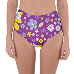 Floral Flowers Reversible High-waist Bikini Bottoms by Nexatart