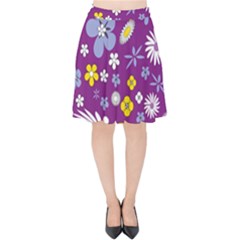 Floral Flowers Velvet High Waist Skirt