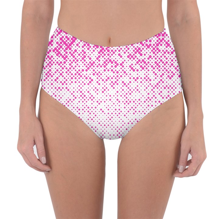 Halftone Dot Background Pattern Reversible High-Waist Bikini Bottoms