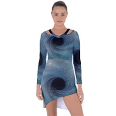 Cosmic Black Hole Asymmetric Cut-out Shift Dress by Sapixe