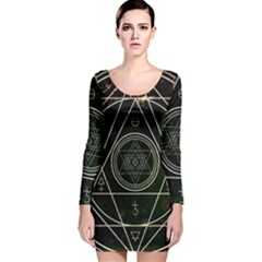 Cult Of Occult Death Detal Hardcore Heavy Long Sleeve Velvet Bodycon Dress by Sapixe