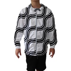 Diagonal Pattern Background Black And White Hooded Wind Breaker (kids) by Sapixe