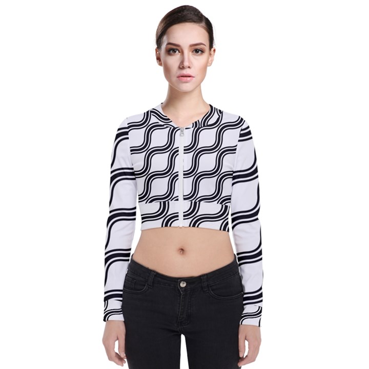 Diagonal Pattern Background Black And White Bomber Jacket