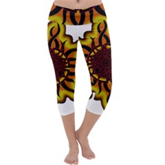 Disturbed Is An American Heavy Metal Band Logo Capri Yoga Leggings by Sapixe