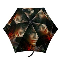 Digital Fantasy Girl Art Mini Folding Umbrellas by Sapixe