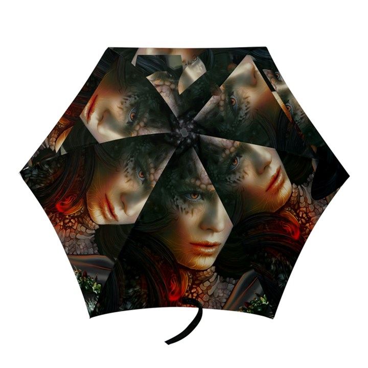 Digital Fantasy Girl Art Mini Folding Umbrellas