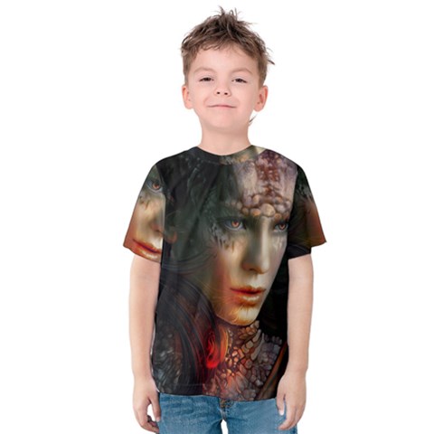 Digital Fantasy Girl Art Kids  Cotton Tee by Sapixe