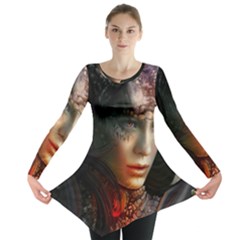 Digital Fantasy Girl Art Long Sleeve Tunic 