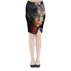 Digital Fantasy Girl Art Midi Wrap Pencil Skirt by Sapixe