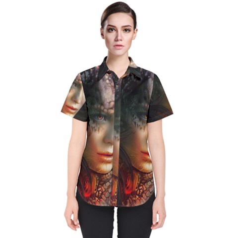 Digital Fantasy Girl Art Women s Short Sleeve Shirt by Sapixe