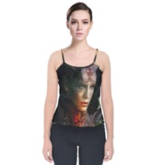 Digital Fantasy Girl Art Velvet Spaghetti Strap Top