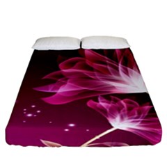 Drawing Flowers Lotus Fitted Sheet (california King Size) by Sapixe