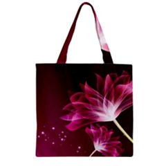 Drawing Flowers Lotus Zipper Grocery Tote Bag by Sapixe