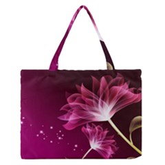 Drawing Flowers Lotus Zipper Medium Tote Bag by Sapixe