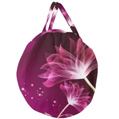 Drawing Flowers Lotus Giant Round Zipper Tote by Sapixe