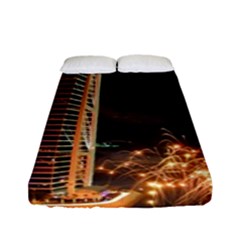 Dubai Burj Al Arab Hotels New Years Eve Celebration Fireworks Fitted Sheet (full/ Double Size) by Sapixe