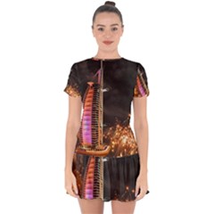 Dubai Burj Al Arab Hotels New Years Eve Celebration Fireworks Drop Hem Mini Chiffon Dress by Sapixe