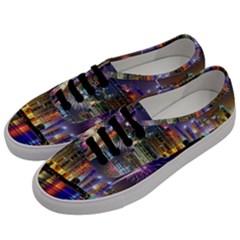 Dubai City At Night Christmas Holidays Fireworks In The Sky Skyscrapers United Arab Emirates Men s Classic Low Top Sneakers by Sapixe