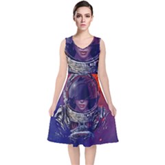 Eve Of Destruction Cgi 3d Sci Fi Space V-neck Midi Sleeveless Dress 