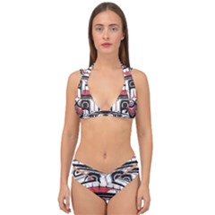 Ethnic Traditional Art Double Strap Halter Bikini Set