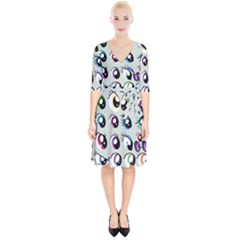 Eyes  Pattern Wrap Up Cocktail Dress