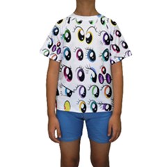 Eyes  Pattern Kids  Short Sleeve Swimwear by Sapixe