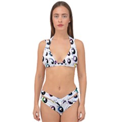 Eyes  Pattern Double Strap Halter Bikini Set