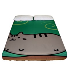 Fat Cat Fitted Sheet (queen Size) by Sapixe