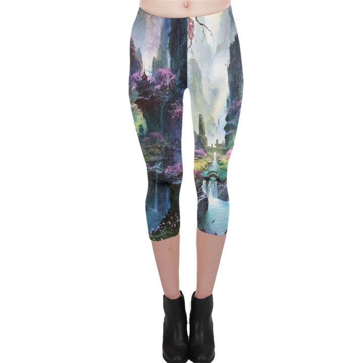 Fantastic World Fantasy Painting Capri Leggings 