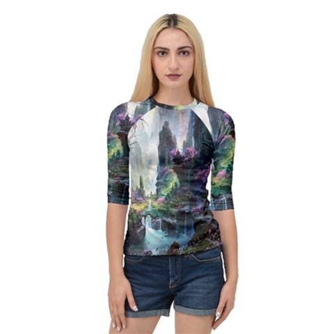 Fantastic World Fantasy Painting Quarter Sleeve Raglan Tee by Sapixe