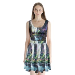 Fantastic World Fantasy Painting Split Back Mini Dress  by Sapixe